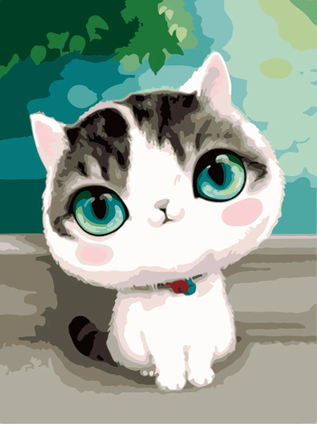 Hand-painted Animal Cute Pet Cat Decorative Painting - 261Blue Eyes