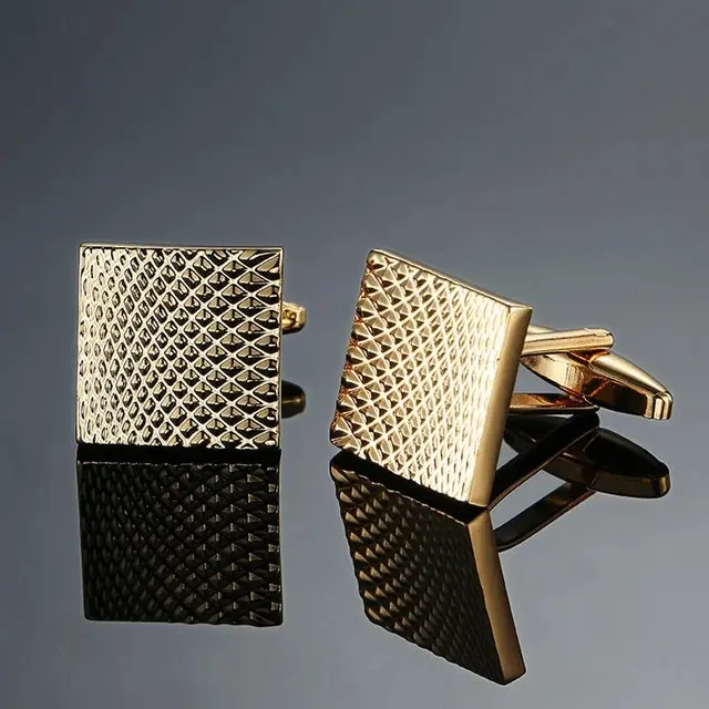 Copper Cufflinks with Square Carved Patterns