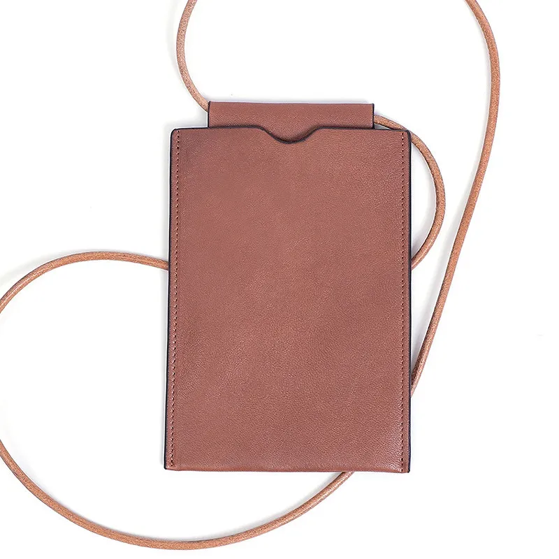 Leather mobile phone bag - Brown
