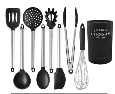 The silicone kitchen utensils and appliances 9 Piece Of Black - Shop at LoveMi