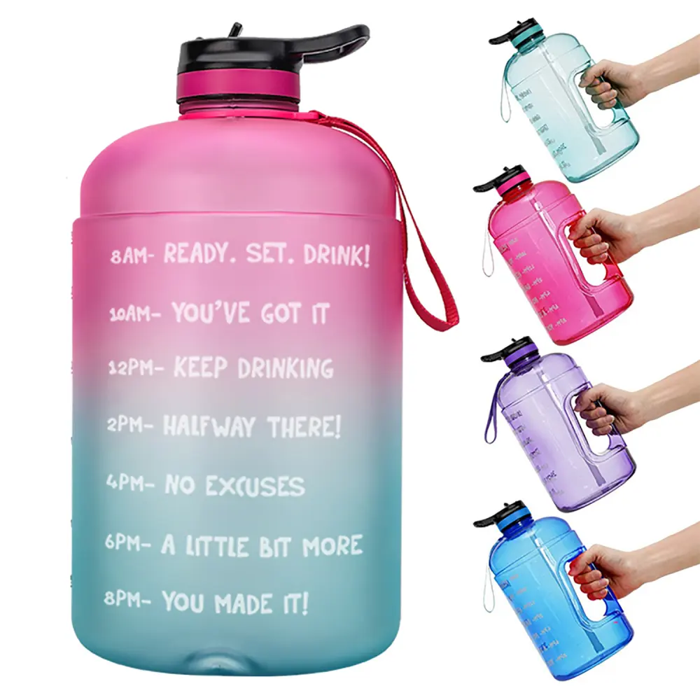 QuiFit Gallon Water Bottle with Straw Clear Plastic Drinking