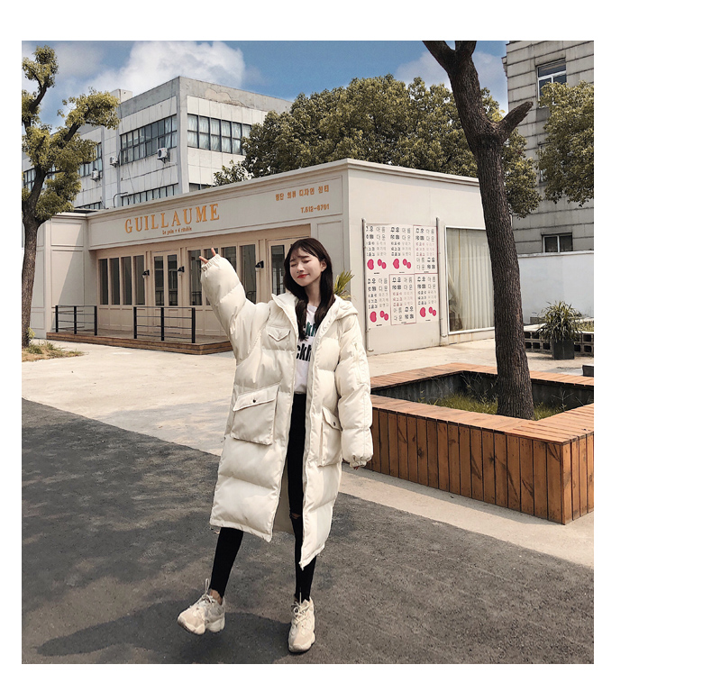 Mid-length over the knee cotton down padded jacket