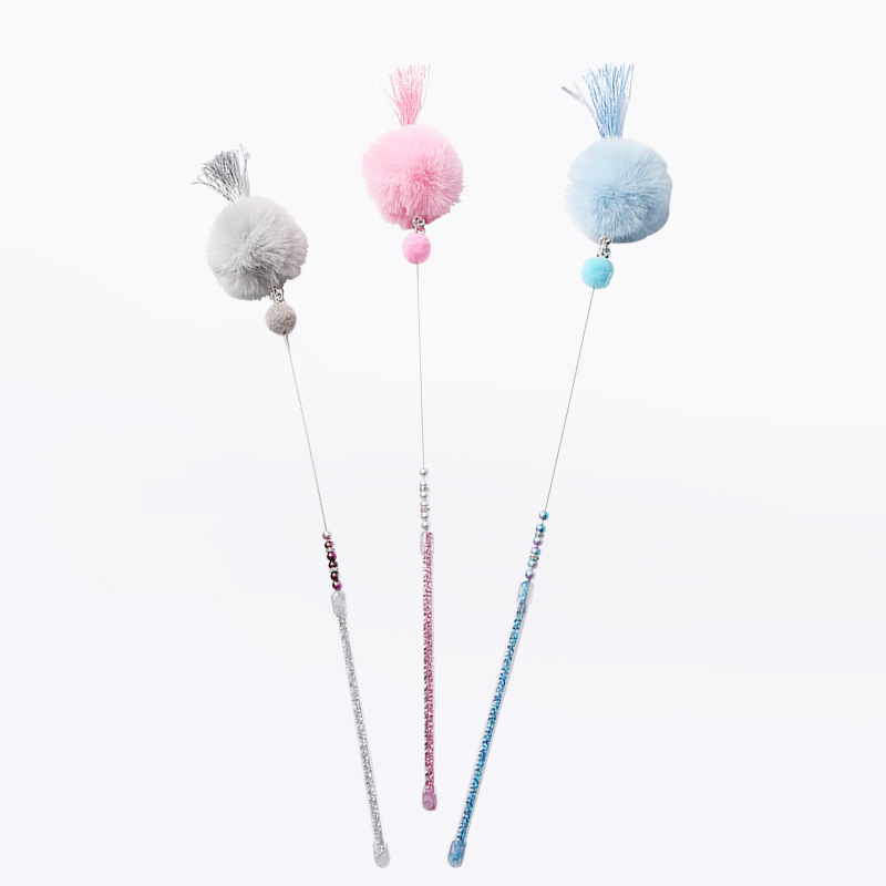 Colorful beaded cat stick