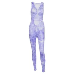 Tie-dye suspender casual jumpsuit - Purple - View 1