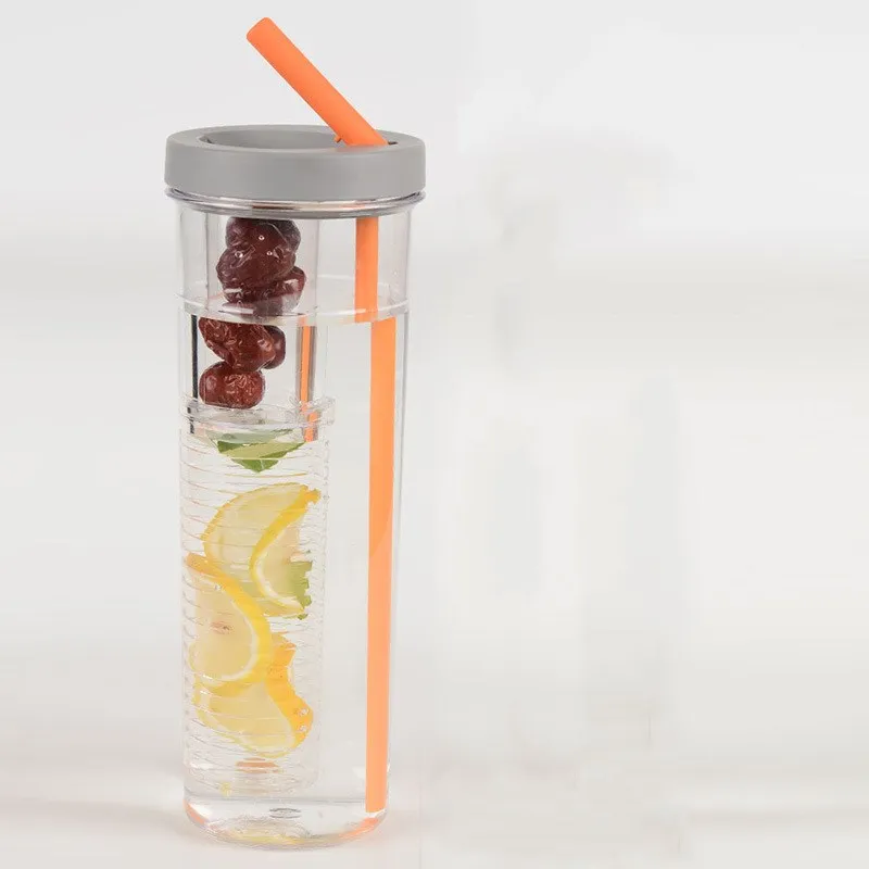 Multifunctional water cup with straw - Orange