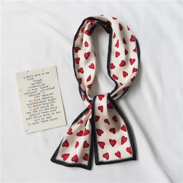 Simple temperament double satin silk scarf Love White - Shop at LoveMi