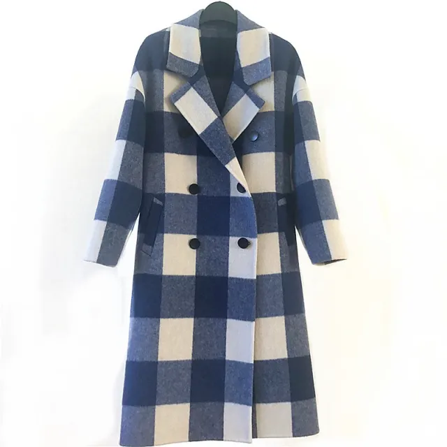 Women's double sided cashmere coat Blue - Shop at LoveMi