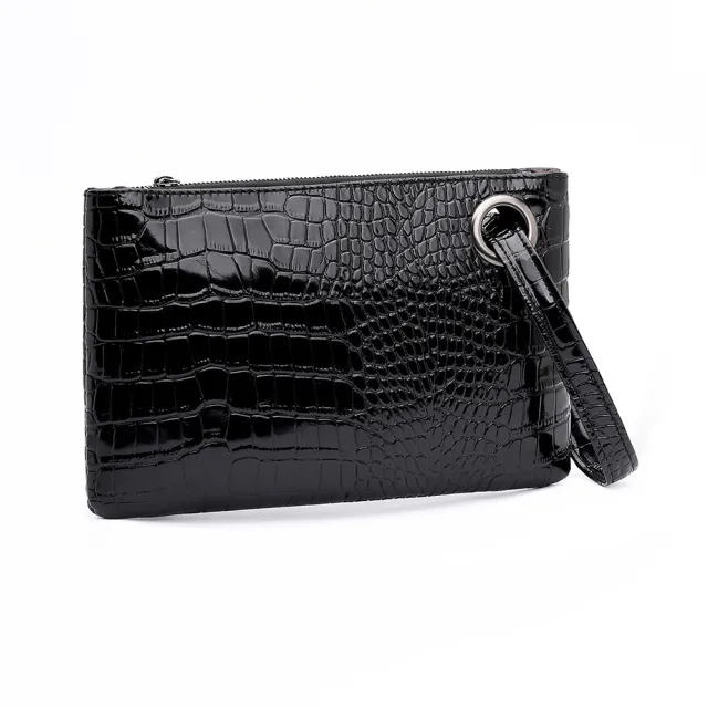 PU stone pattern bright face clutch Black - Shop at LoveMi