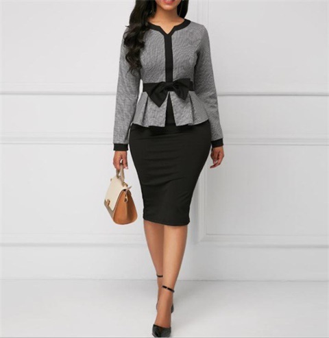 Stitching bow professional step skirt