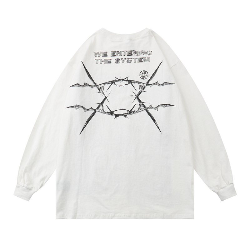 Round neck pullover terry long sleeve T-shirt