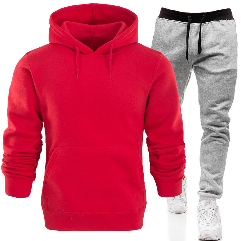 Men's Casual Sports Hoodie Suit Solid Color