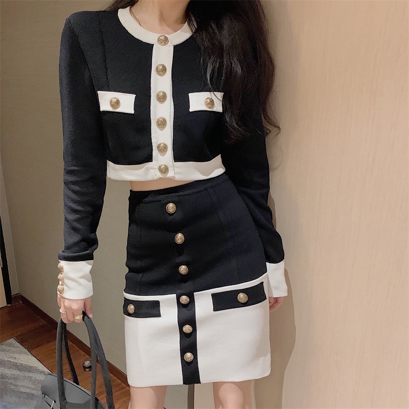 Two piece jacket skirt knitting