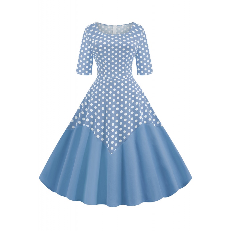 Women's polka dot stitching temperament slim dress