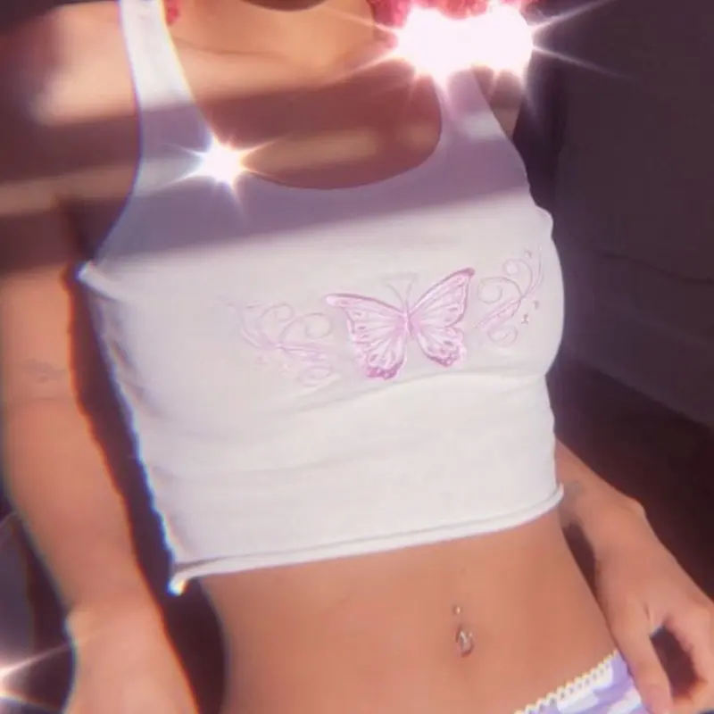 Embroidered Butterfly Sexy Tank Top