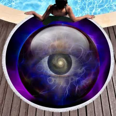 Retro round printed beach towel - 6-150X150Cm - View 1