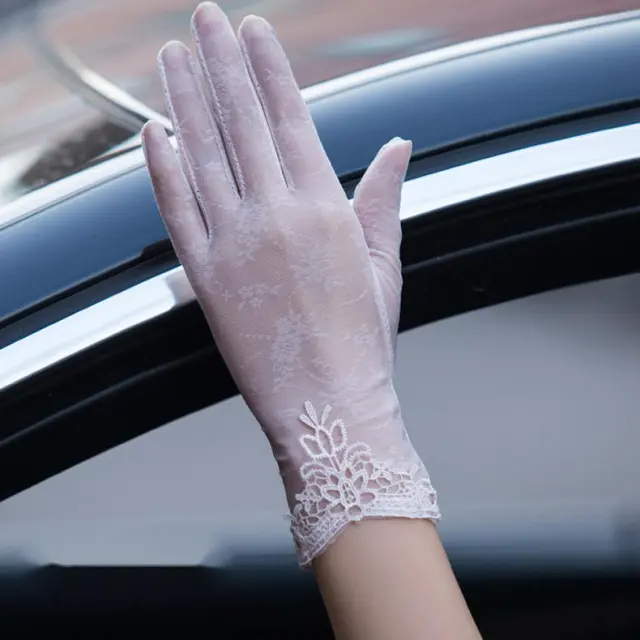 UV protection touch screen lace gloves Light Pink - Shop at LoveMi