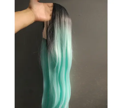 Front Lace Wig Long Straight Hair Female Middle Gradient