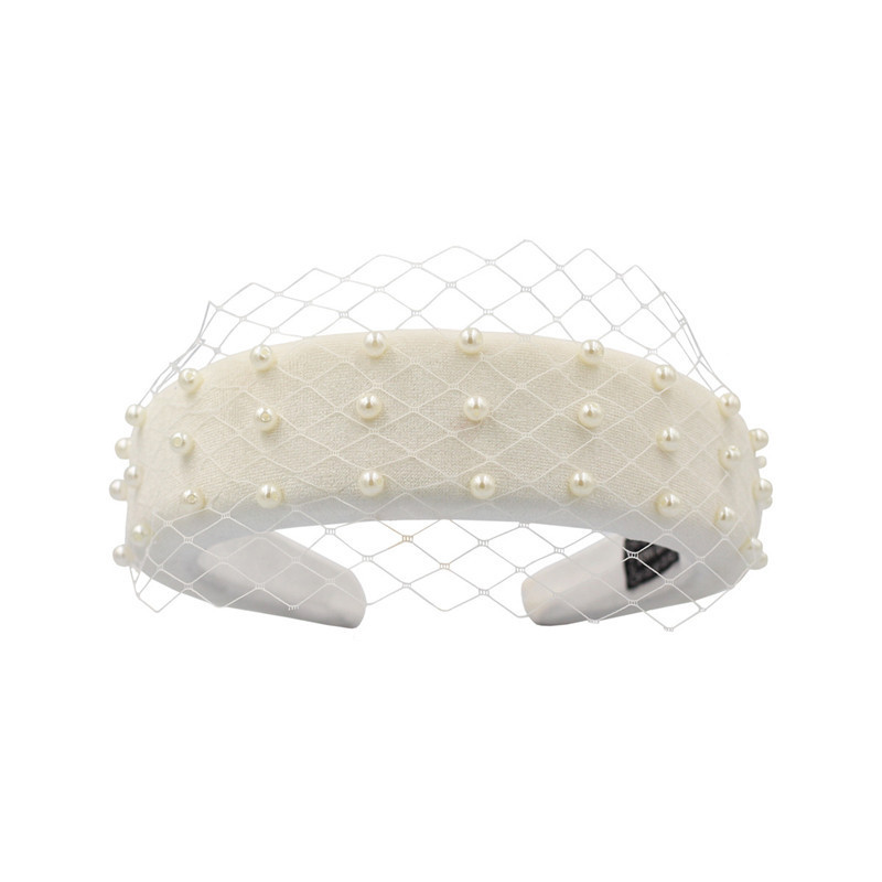 Bride Elegant Thick Flannel Style Hair Band Net Yarn White - Shop at LoveMi