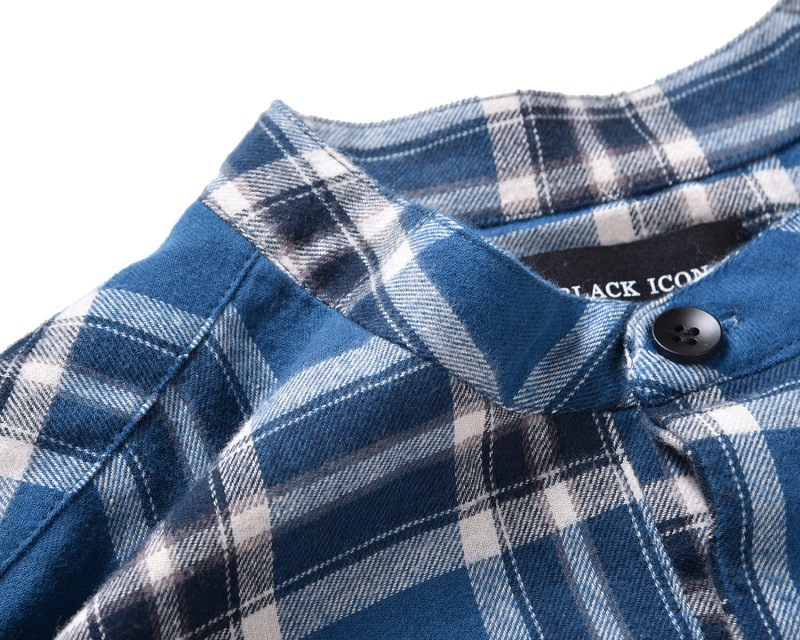 Men's Shirt High Street Plaid Striped Henley Collar Long Sleeve Shirt Jacket