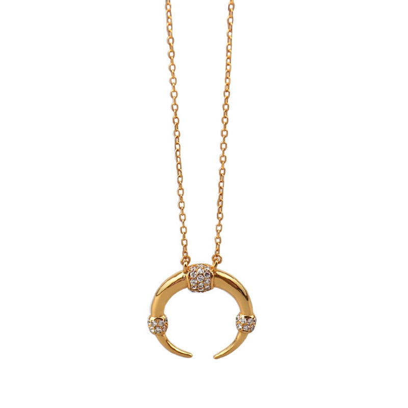 s925 sterling silver diamond moon necklace