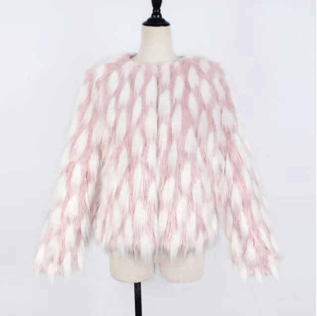 Fashion fur coat female autumn and winter new warm personality jacket coat female autumn and winter new Pink - Shop at LoveMi