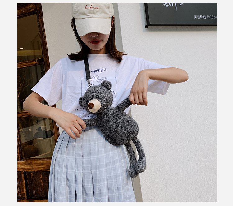 Super fire cute bear plush bag women