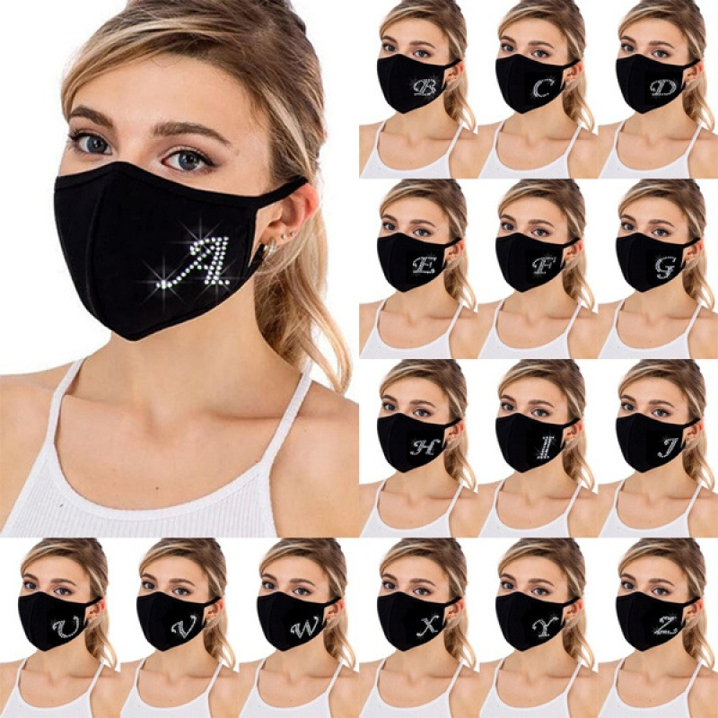 Letters Hot Drill Windproof And Cold Warmth Mask