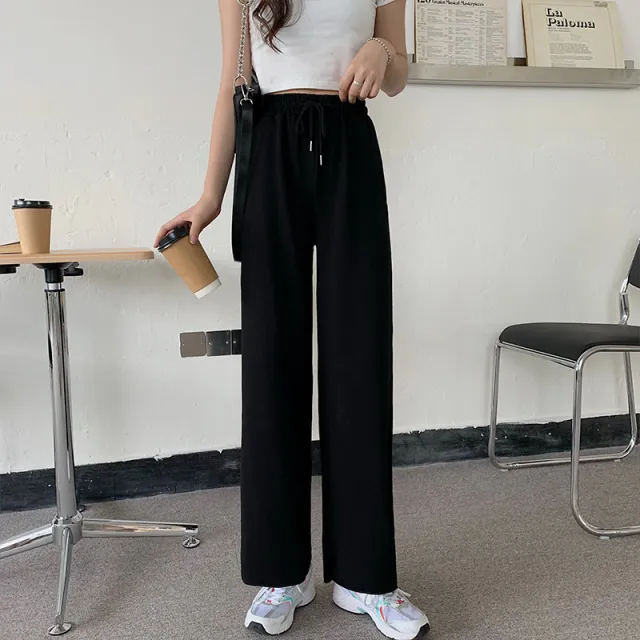 Loose straight leg wide trousers Black - Shop at LoveMi