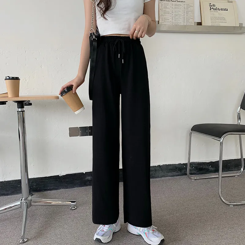 Loose straight leg wide trousers - Black