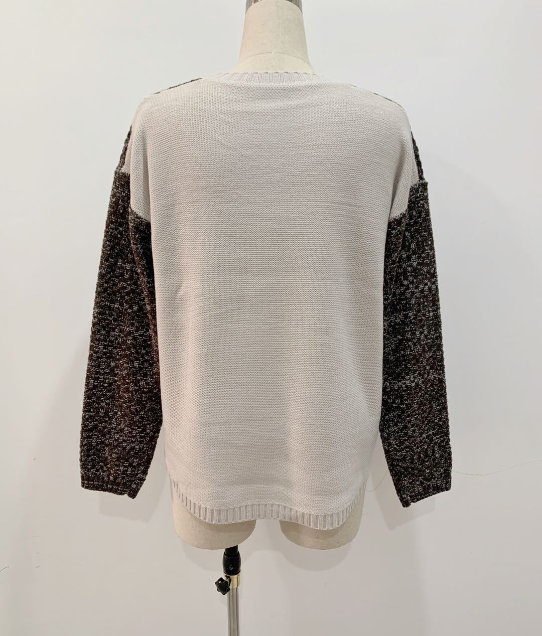 Large Size Commuter OL Round Neck Mixed Wool Sweater