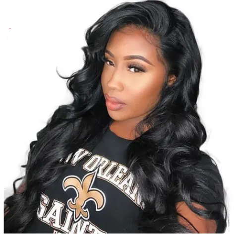 Fashion Black Big Wave Wig High-grade Chemical Fiber Front