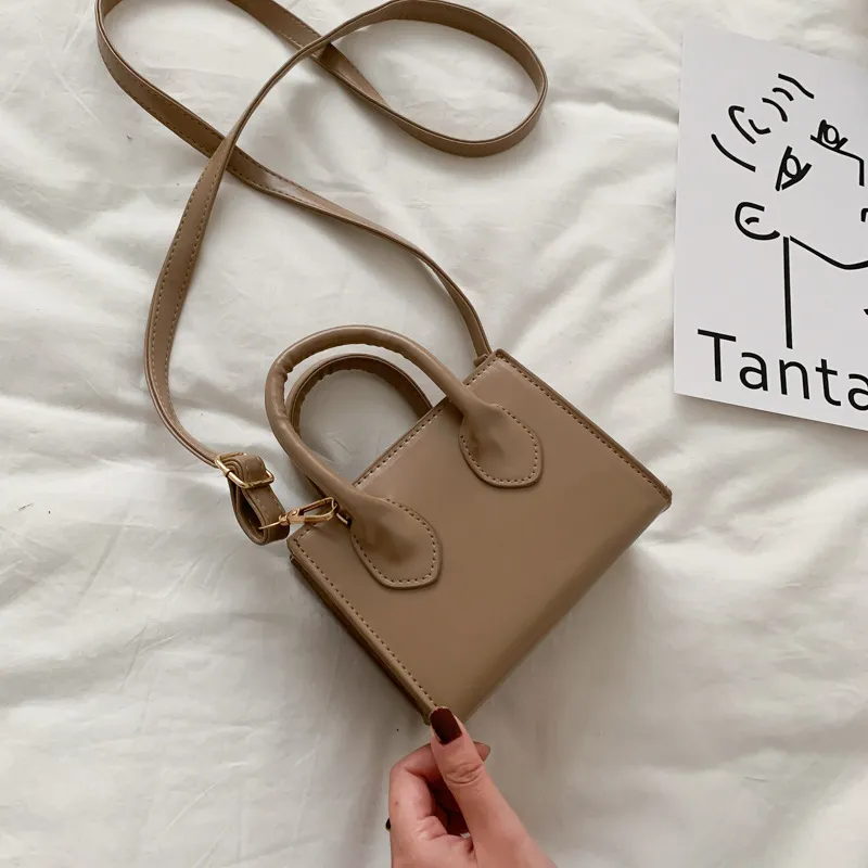 Crossbody ins wild western style small square bag - Khaki