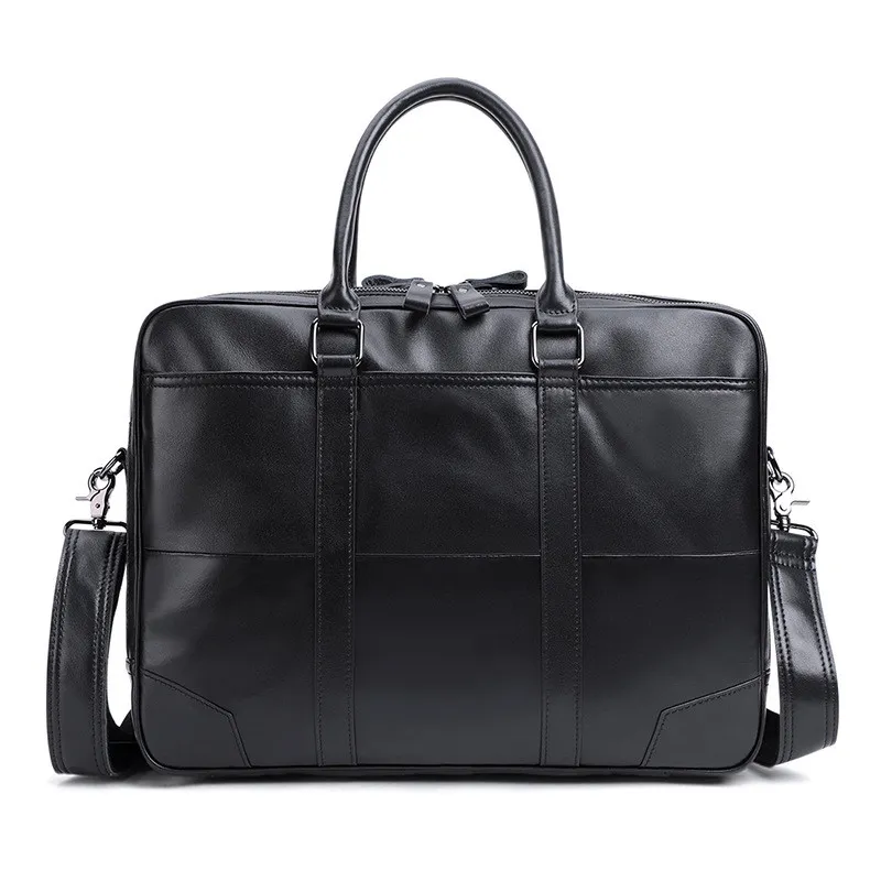 Leather Men's briefcase - Black