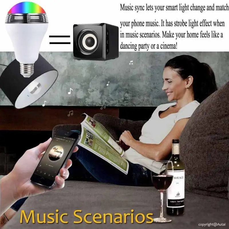 Smart LED colorful bulb bluetooth wireless speaker
