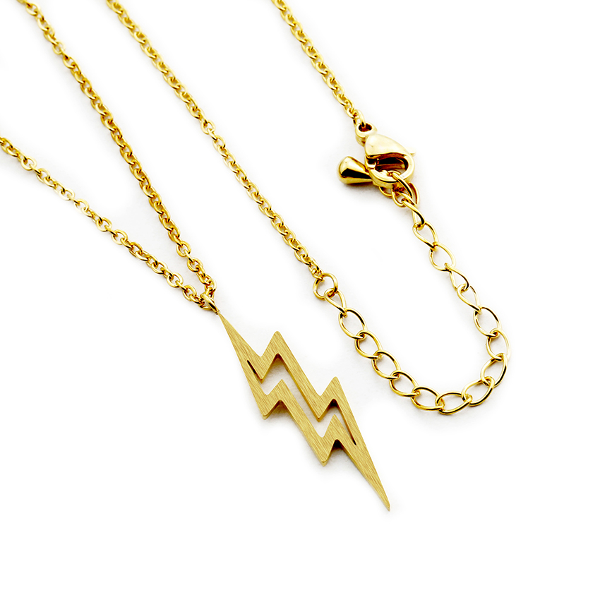 Stainless steel hollow metal gold lightning Pendant