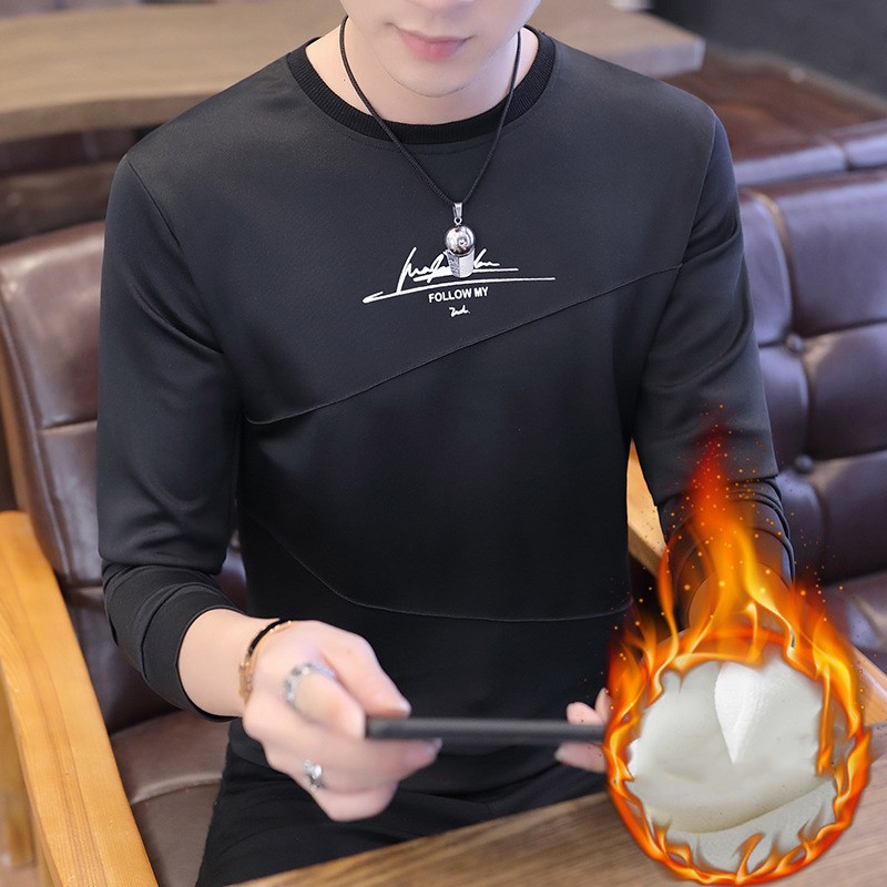 Plush padded round neck pullover long sleeves