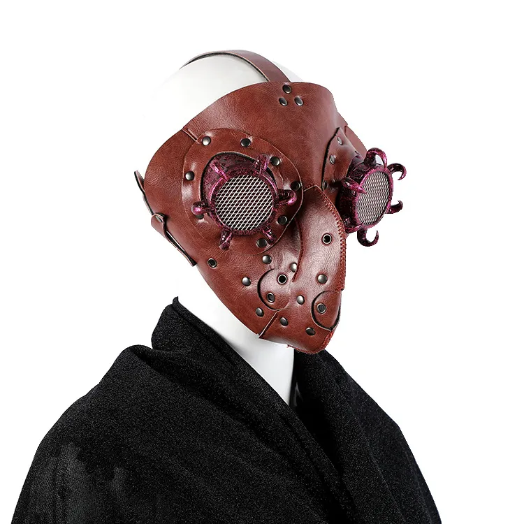 Halloween Cocktail Party Game Party Show Dress Up Punk Mask - Red
