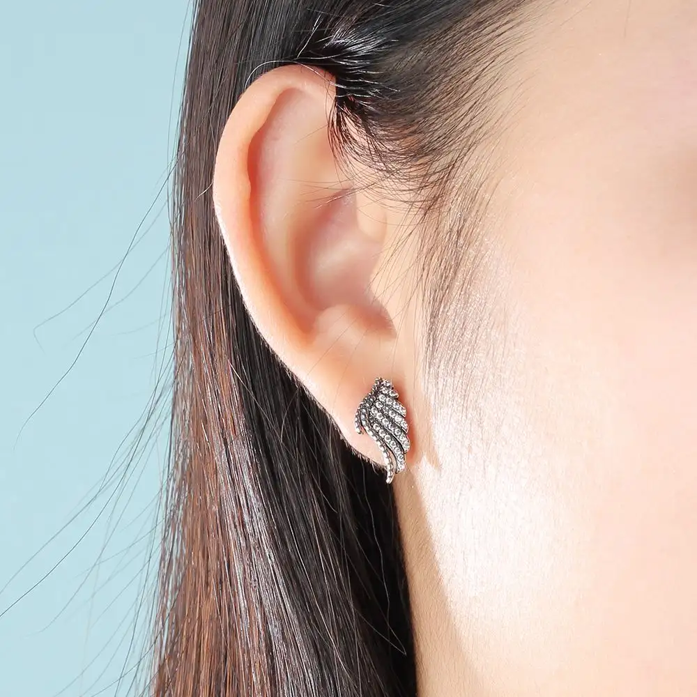 s925 sterling silver angel wings earrings