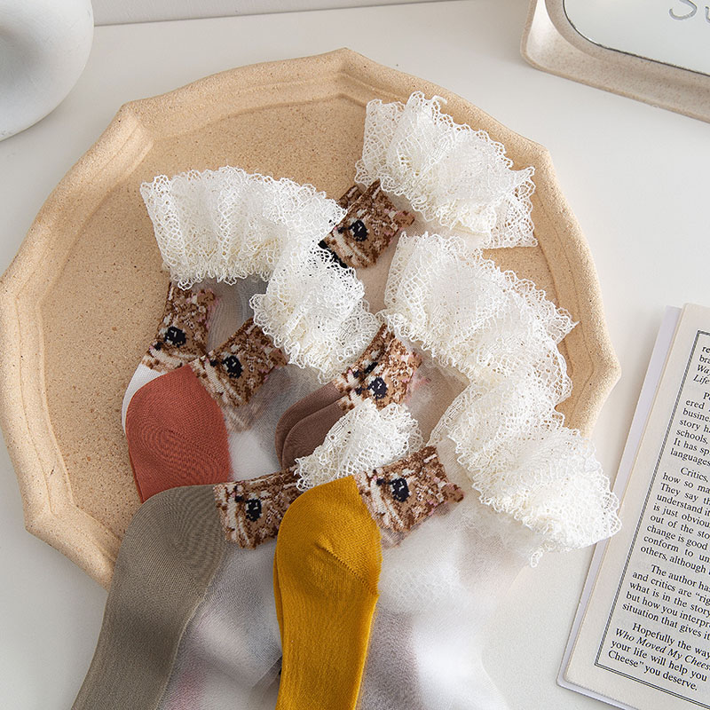 Women's mid-tube lace socks