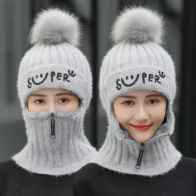 The hat covers the face and neck - Grey