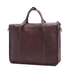 Men's leather briefcase - Chocolate Color - View 1