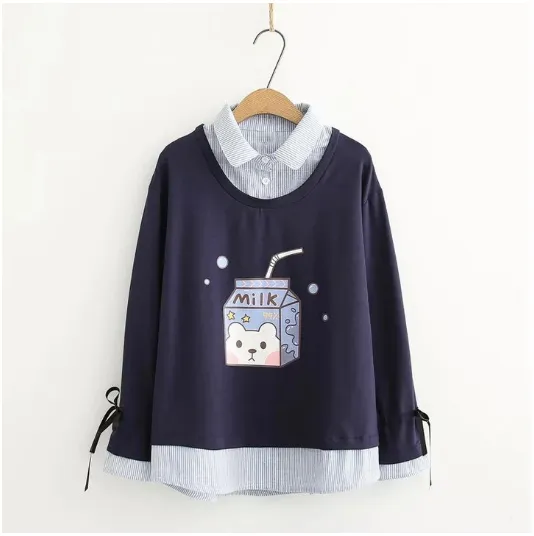 Korean style new girl sweater Navy - Shop at LoveMi