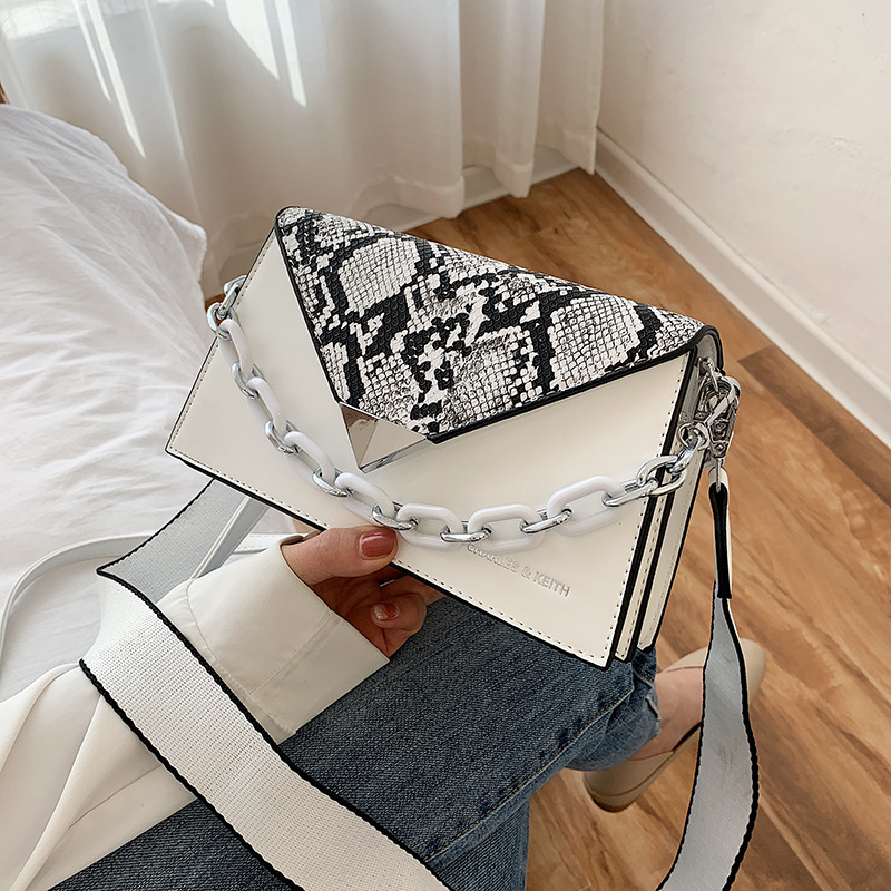 Snake pattern women's bag fashion trend White - Shop at LoveMi