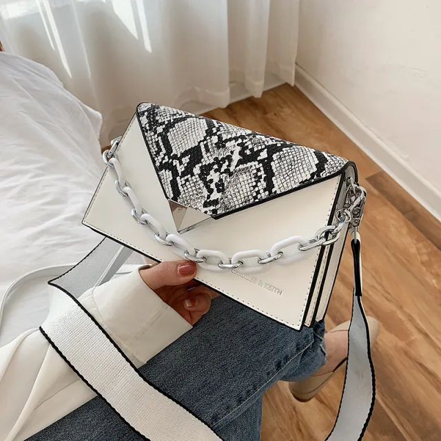 Snake pattern women's bag fashion trend White - Shop at LoveMi