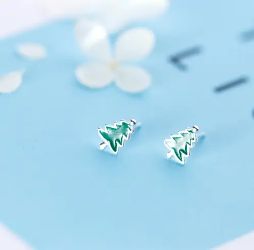 Christmas tree stud earrings
