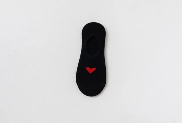 Heart Print Women's Socks Love Invisible Boat Socks Silicone Non slip Short Socks Black - Shop at LoveMi