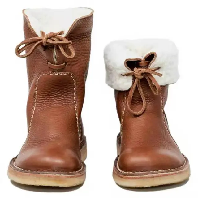 Fleece lace flat snow boots Yellow - Shop at LoveMi