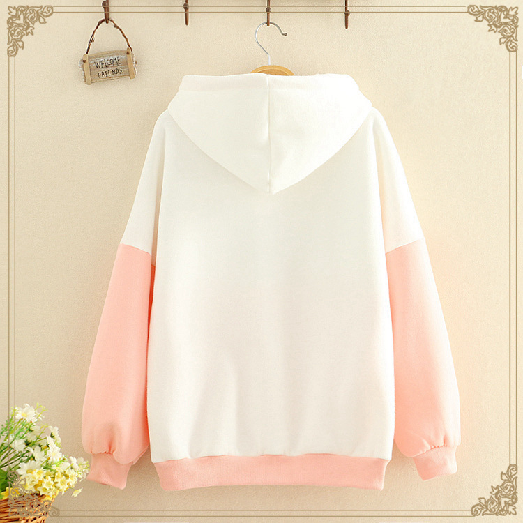 Cat plus fleece hooded sweater women