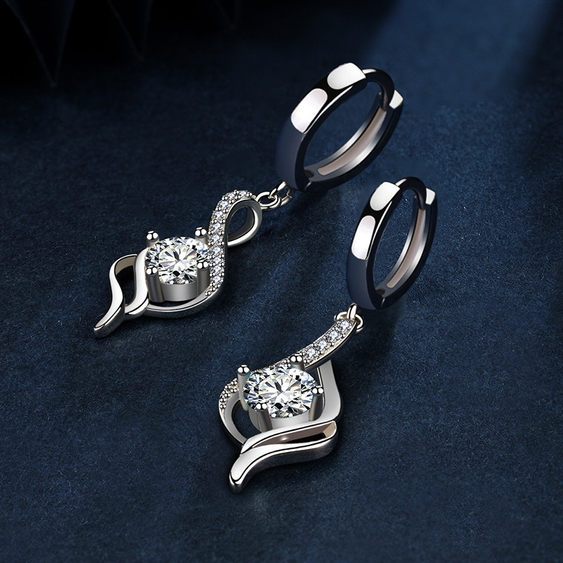 Long tassel crane dance crystal earrings