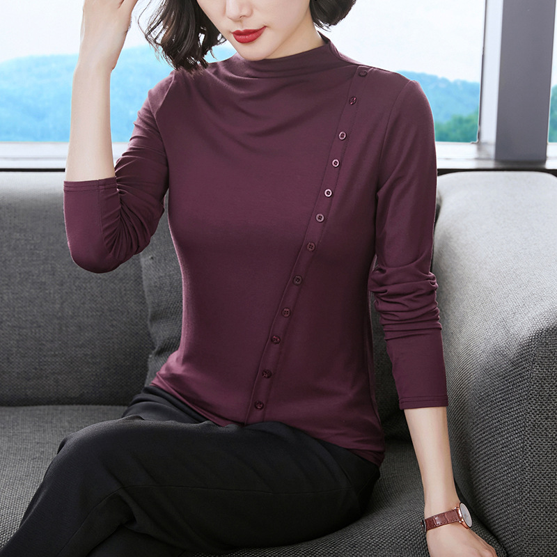 Cotton autumn clothes long sleeve bottoming shirt
